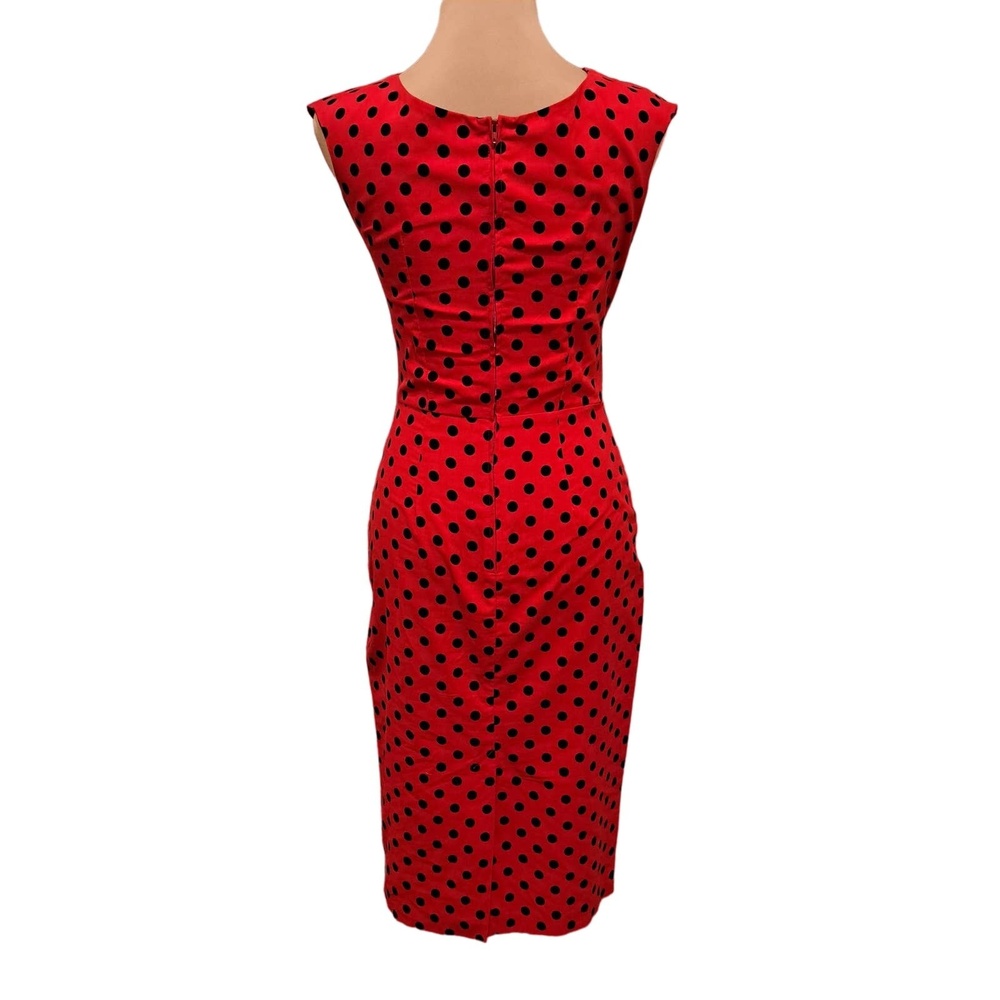Bernie Dexter Black and Red Polka Dot Wiggle Dress Size S - Picture 11 of 16